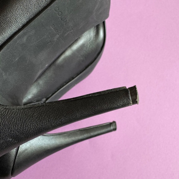 Women's COLIN STUART Black Leather Stiletto High Heel Bootie Size 7B - Picture 11 of 11